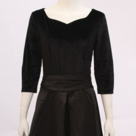 Black Pin Up Rockabilly Velvet Satin Dress M - Picture 4 of 5